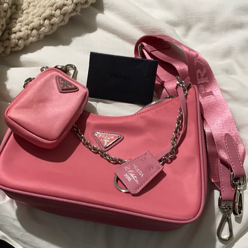 Pink prada nylon bag